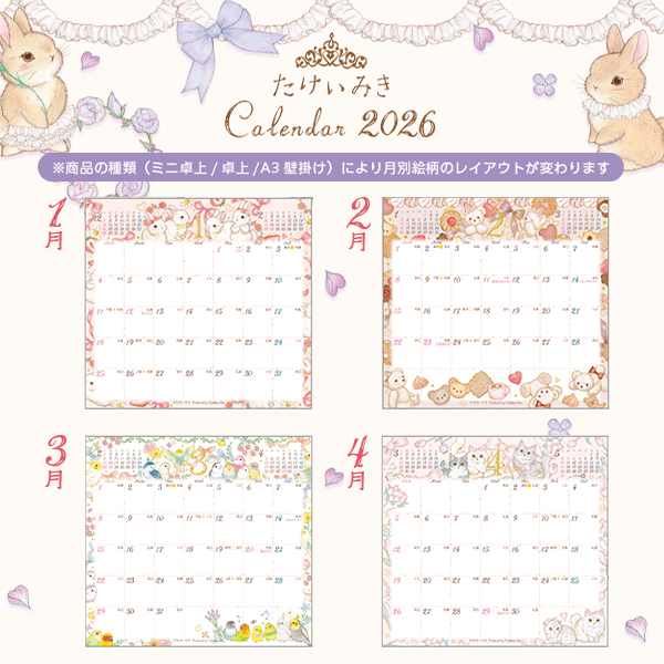 ☆限定商品 バレエ たけいみき 2026 A3壁掛けカレンダー | バレエ用品