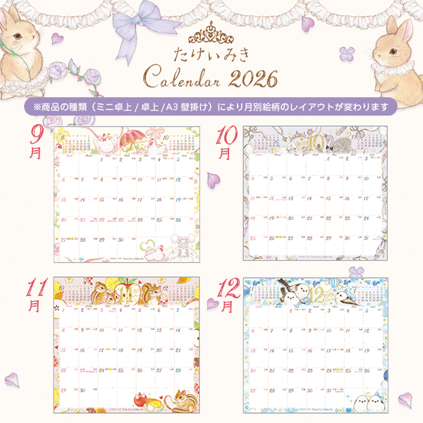 ☆限定商品 バレエ たけいみき 2026 A3壁掛けカレンダー | バレエ用品