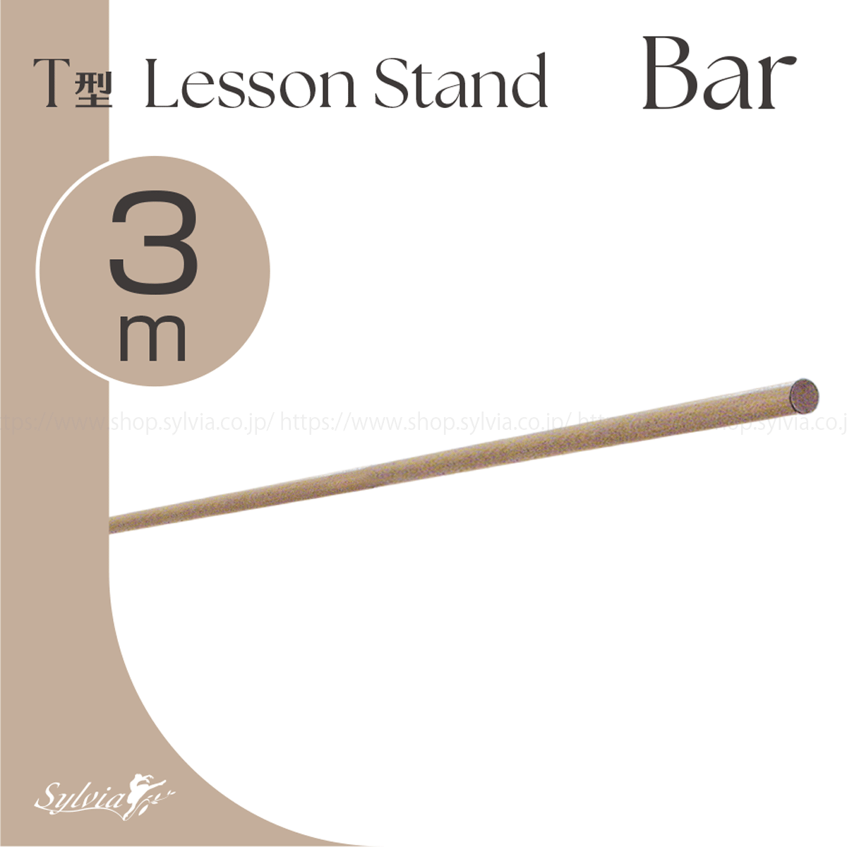 T型レッスンスタンド ホワイト(一対)＆レッスンバー ナチュラル(3m