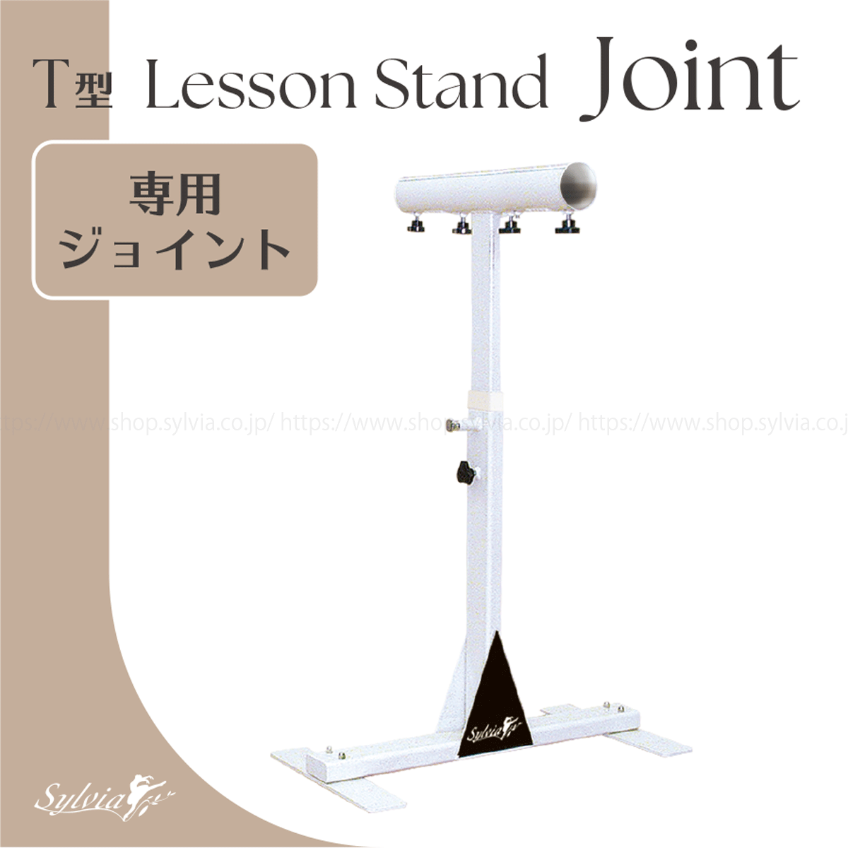 T型レッスンスタンド ホワイト(一対)＆レッスンバー ナチュラル(3m