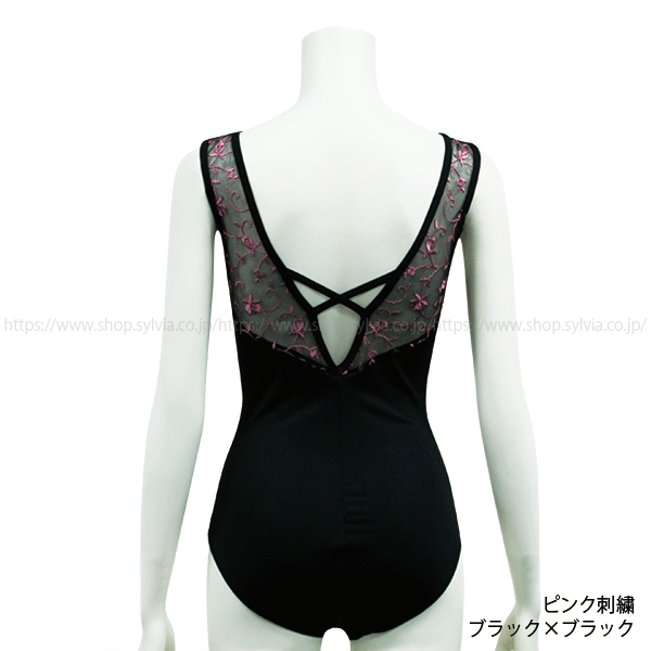 ☆美品☆シルビア　黒✖️バラ柄　レオタード ☆限定商品 シルビア 24S01-N 大人（胸ポケット付）チュール